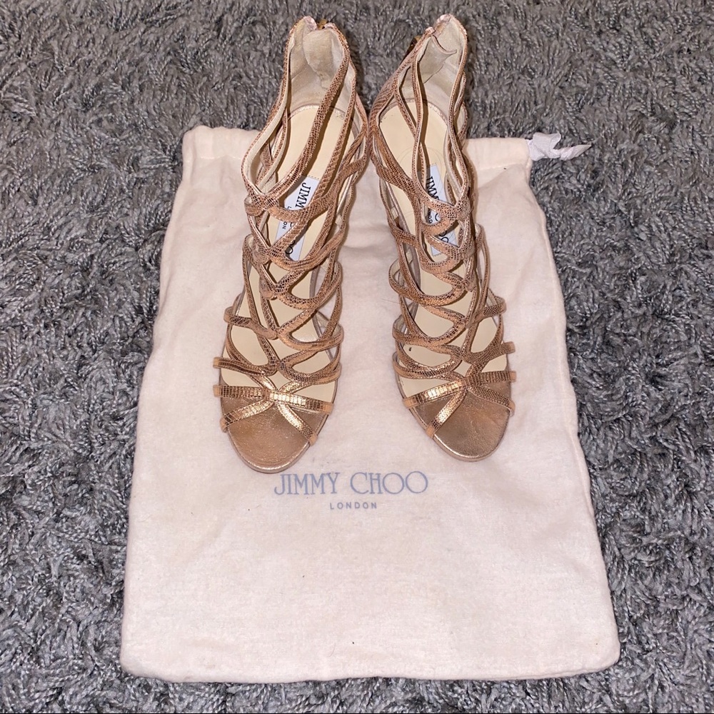 Jimmy Choo Metallic Leather Lizard Print Sandals